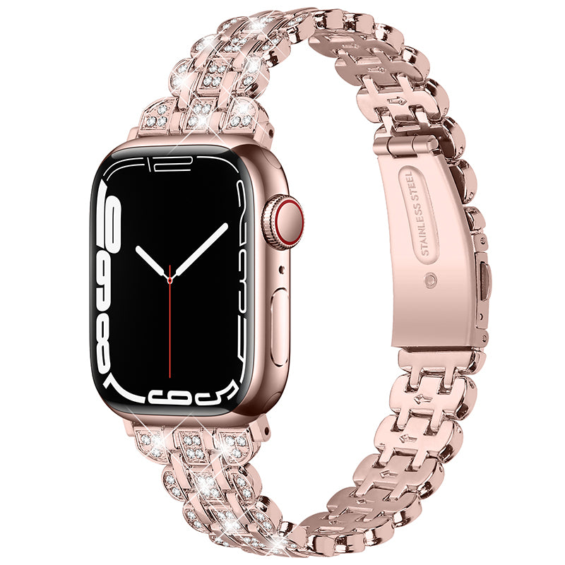 For Apple Watch Series 9 8 7 41mm 6 5 4 SE (2023) SE (2022) SE 40mm 3 2 1 38mm Watch Strap Replacement Stainless Steel Bling Rhinestone Bracelet For Apple Watch Series 9 8 7 41mm 6 5 4 SE (2023) SE (2022) SE 40mm 3 2 1 38mm Watch Strap Replacement Stainless Steel Bling Rhinestone Bracelet